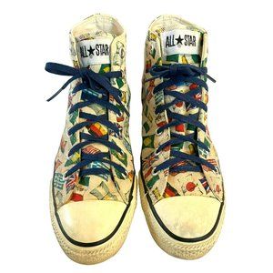 Vintage Converse Chuck Taylor RARE Flags "All Nations" Unisex Womens 8 Mens 6